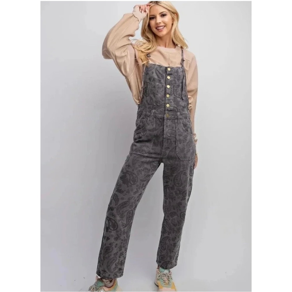 Easel Grey Paisley Printed BOUTIQUE
Washed Twill Overalls Jumpsuit Size Small